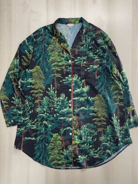 KILO BRAVA womens plus size xxxl printed forest tree outdoorsy sleep dress gown